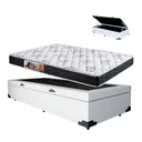 Ver imagem 1 de Cama Box Baú Branco Solteiro Colchão Mola Ensacada + 61x88x188