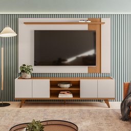 Painel para Tv Leme com Rack Brazos - Colibri Móveis - Freijó/off White - 2