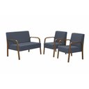 Ver imagem 1 de Conjunto Poltronas Jade Braço Madeira Suede Azul Bic