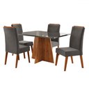 Ver imagem 2 de Mesa de Jantar 4 Lugares Stilo com Vidro Mel/vidro Grafite/veludo Cinza - Viero Móveis