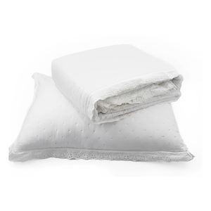 Kit Colcha Amelie Branco 3 Peças C/ Toque de Algodão Bordado Inglês
