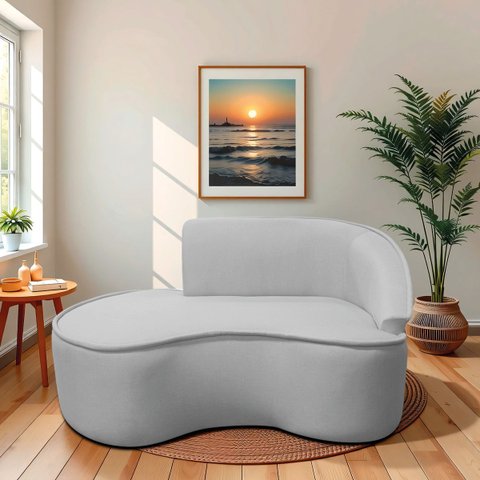 Divã Recamier Curvo Sala de Estar Recepção Marrocos 160cm Lado Esquerdo Linho