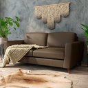 Ver imagem 1 de Sofá Sala de Estar Living 3 Lugares 260cm Presley Pés Madeira Couro Capuccino G52 - Gran Belo