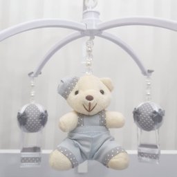 MOBILE PARA BERÇO MUSICAL GIRATÓRIO URSO BALÃO CINZA - 4
