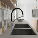 Ver imagem 1 de Torneira Cozinha Mesa Bica Alta Gourmet Arco Flexível Preto Fosco com Cromado