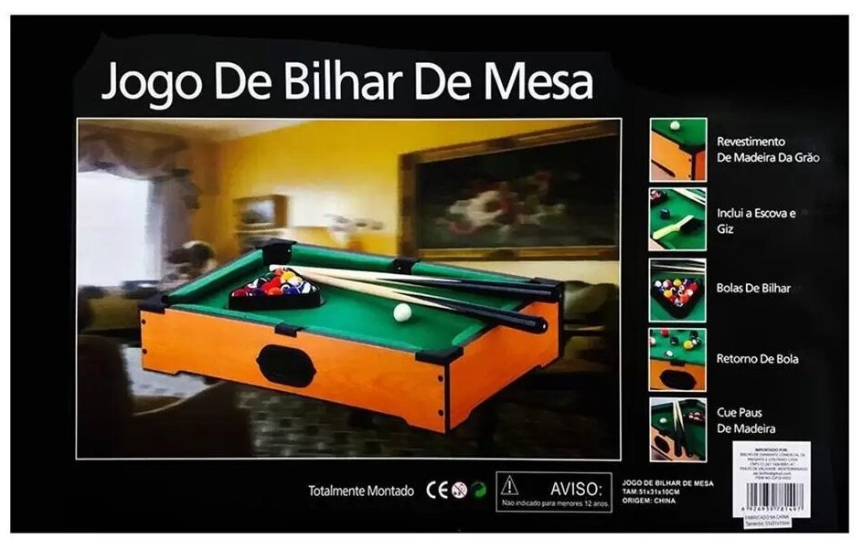 Mesa Sinuca Bilhar Mini Brinquedo 51X31X10Cm Bolas Numeradas:Verde - 3