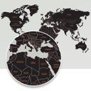 Ver imagem 1 de Mapa-Múndi Adesivo com molduras para fotos - Preto com nomes laranja - 170X95