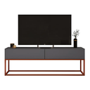 Ver imagem 2 de Rack Eros 140cm Minimalista e Moderno com 2 Gavetas Organizadoras e Base Metálica:cinza/cobre