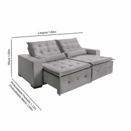 Sofá Spazzio 3 Lugares 1,80cm Retrátil e Reclinável - de Casa Décor e Estofados. - 2