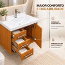 Ver imagem 4 de Gabinete p/ Banheiro Londres 66cm c/ Gavetas e Porta Armário Freijó