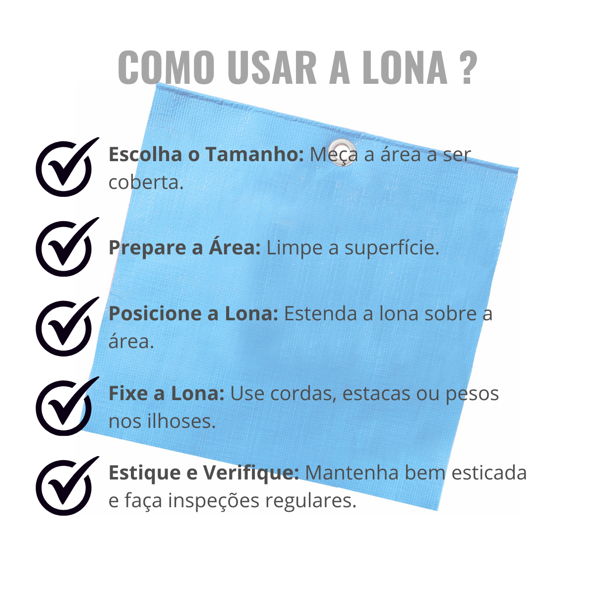 Lona Impermeável para Cobertura Azul 2,5x2,5m 330 Micras - 3