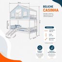 Ver imagem 4 de Beliche Casinha Dos Sonhos com Varanda Kit Escorregador e Grade Proteção Madeira Branco | Azul