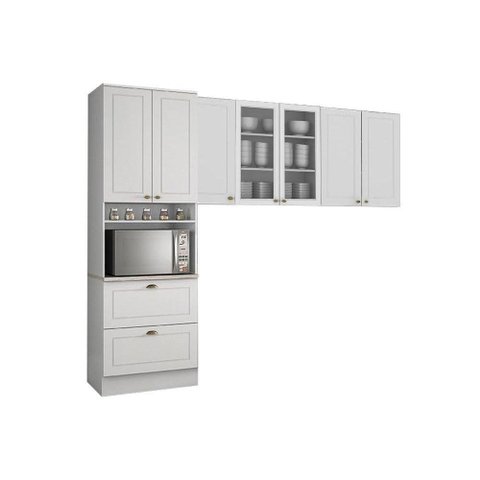 Kit de Cozinha Completa 3 Peças Americana (2 Armários + 1 Paneleiro) Cpt12 Branco - Henn