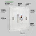 Ver imagem 5 de Guarda Roupa Casal 6 Portas com Espelho e 3 Gavetas Prático - Branco