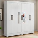 Ver imagem 1 de Guarda Roupa Casal 6 Portas com Espelho e 3 Gavetas Prático - Branco