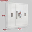 Ver imagem 2 de Guarda Roupa Casal 6 Portas com Espelho e 3 Gavetas Prático - Branco