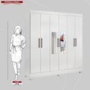 Ver imagem 4 de Guarda Roupa Casal 6 Portas com Espelho e 3 Gavetas Prático - Branco