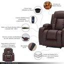Ver imagem 3 de Poltrona do Papai Elétrica Reclinável com Massagem Aquecimento Gambon Entrada Usb/usb-c Pu Marrom Ch