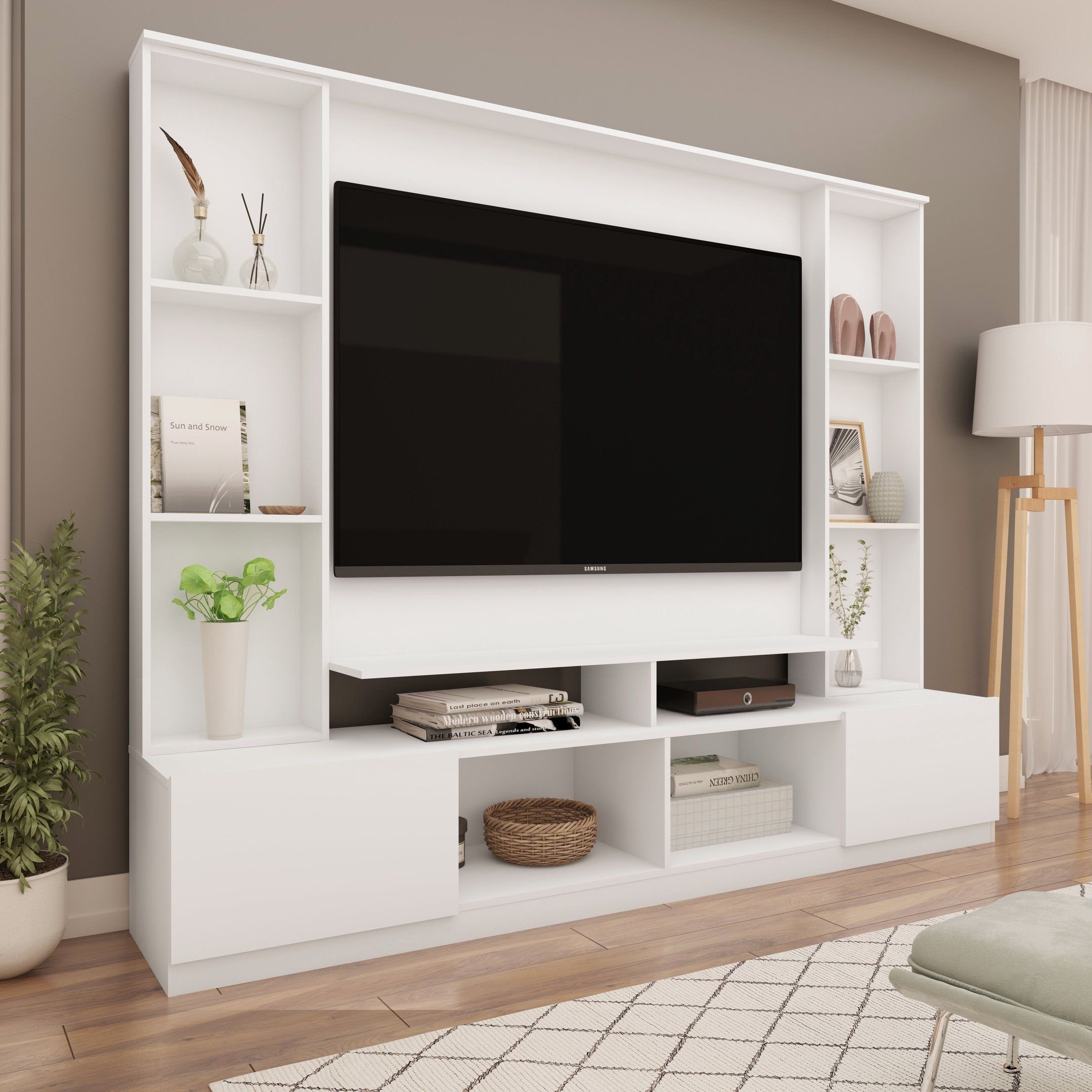 Rack com Painel para TV até 55 Polegadas 2,1m 2 Portas Delfos