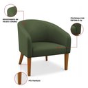 Ver imagem 3 de Poltrona Sala Decorativa Kit 2 Stella Pé Madeira Trapézio Castanho Sintético Pu Verde D03 - D’Rossi