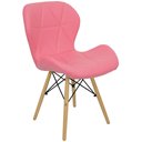 Ver imagem 2 de Kit 5 Cadeiras Charles Eames Eiffel Slim Wood Estofada - Rosa