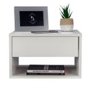 Ver imagem 4 de Kit 2 Mesas de Cabeceira Criado Branco 40cm Estilo Suspensa Com Gaveta Superior e Nicho Para Quarto