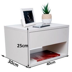 Kit 2 Mesas de Cabeceira Criado Branco 40cm Estilo Suspensa Com Gaveta Superior  e Nicho Para Quarto - 2