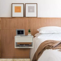 Kit 2 Mesas de Cabeceira Criado Branco 40cm Estilo Suspensa Com Gaveta Superior  e Nicho Para Quarto - 5