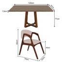 Ver imagem 3 de Mesa Jantar Isabela 1,2m Freijó Pés Mel Madeira Maciça 4 Cadeiras Gabriela - Bege Linho