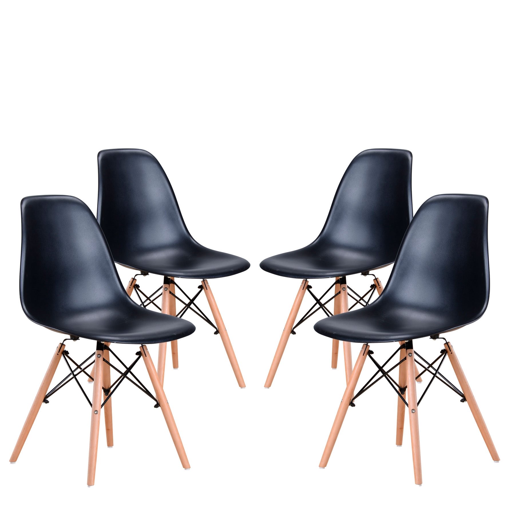 Kit 4 Cadeira Charles Eames Assento Preto | MadeiraMadeira