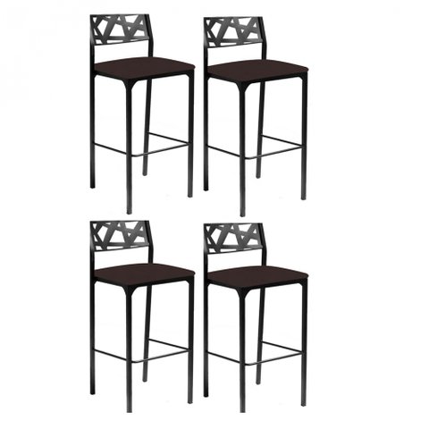 Kit 4 banquetas Eliza Gourmet Marrom-Gat Magazine