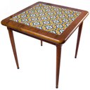 Ver imagem 3 de Cj Mesa Madeira Azulejo 80x80cm - Base 4pé 78cm + 3 Cadeiras 43 - Natural - Anos Dourados