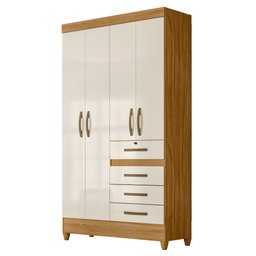 Guarda Roupa Solteiro 4 Portas 4 Gavetas 110cm Cabral M07 Freijó/off White - Mpozenato - 1