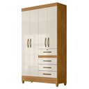 Ver imagem 1 de Guarda Roupa Solteiro 4 Portas 4 Gavetas 110cm Cabral M07 Freijó/off White - Mpozenato