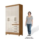 Ver imagem 5 de Guarda Roupa Solteiro 4 Portas 4 Gavetas 110cm Cabral M07 Freijó/off White - Mpozenato
