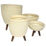 Kit 4 Vasos para Plantas Decoração com Tripé Madeira Bege - 2