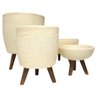 Kit 4 Vasos para Plantas Decoração com Tripé Madeira Bege - 4