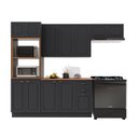 Ver imagem 2 de Cozinha Modulada 4 Peças Torre Quente Balcão com Tampo 2 Aéreos 100% MDF com Rodapé Bari