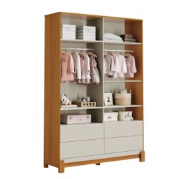 Guarda-roupa Lotus 4 Portas 4 Gavetas Areia/savana Reller - 2