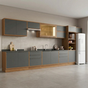 Ver imagem 1 de Cozinha Completa Modulada 11 Peças com Torre Quente 6 Gaveta em MDF Viena Freijó/Cinza Grafite Louro
