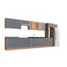Cozinha Modulada 11 Peças 15 Portas 6 Gavetas Nicho Forno Divisor Talheres MDF Freijó Cinza Grafite Viena - 2