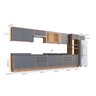 Cozinha Modulada 11 Peças 15 Portas 6 Gavetas Nicho Forno Divisor Talheres MDF Freijó Cinza Grafite Viena - 3