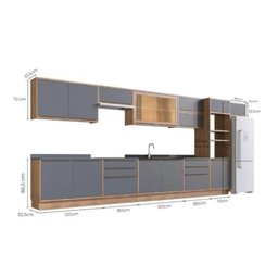 Cozinha Modulada 11 Peças 15 Portas 6 Gavetas com Divisor de Talheres 1 Nicho para Forno Viena  - 3