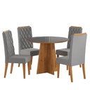 Ver imagem 2 de Mesa de Jantar Redonda Keti com 4 Cadeiras Iza Mel/cinza/ Vd Grafite - Casa Giulia