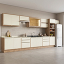 Ver imagem 1 de Cozinha Completa Modulada 11 Peças com Torre Quente 6 Gaveta em MDF Viena Louro Freijó Argila Bege