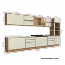 Ver imagem 4 de Cozinha Completa Modulada 11 Peças com Torre Quente 6 Gaveta em MDF Viena Louro Freijó Argila Bege