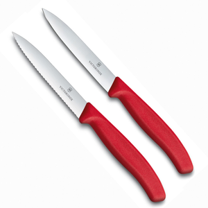 Kit com 2 Facas Swiss Classic Lâmina Serrilhada + Lisa, Victorinox , Vermelha 6.7731 + 6.7701