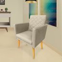 Ver imagem 2 de Poltrona Decorativa Maitê Costura Matelassê P/ Sala Recepção - Lobo Shopp:bege