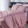 Jogo de Lençol Cama Solteiro 3 Peças Algodão 160 Fios Grid Rosa - Marina Enxovais - 2