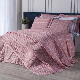 Jogo de Lençol Cama Solteiro 3 Peças Algodão 160 Fios Grid Rosa - Marina Enxovais - 1 Jogo de Lençol Cama Solteiro 3 Peças Algodão 160 Fios Grid Rosa - Marina Enxovais - 1